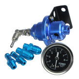 Regolatore di pressione del carburante regolabile con Olio manometro riempito in alluminio blu